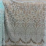 Beaded Lace Fabric on Polyester Net Mesh 52" Wide