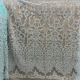 1 Yard Beaded Lace Fabric Embroidered on 100% Polyester Net Mesh – 52" Wide