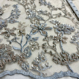 Beaded Lace Fabric Blue Skin Net