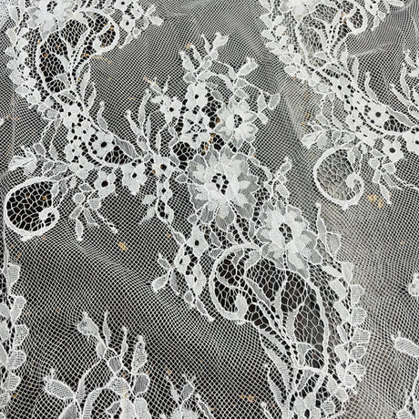 Embroidered Lace Fabric with Eyelash Scallop