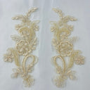 Beaded Corded Floral Lace Applique Pair