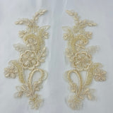 Beaded Corded Floral Lace Applique Pair