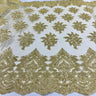 1 Yard Royal Blue Corded Lace Fabric Embroidered on Polyester Net Mesh 52 Inch Width