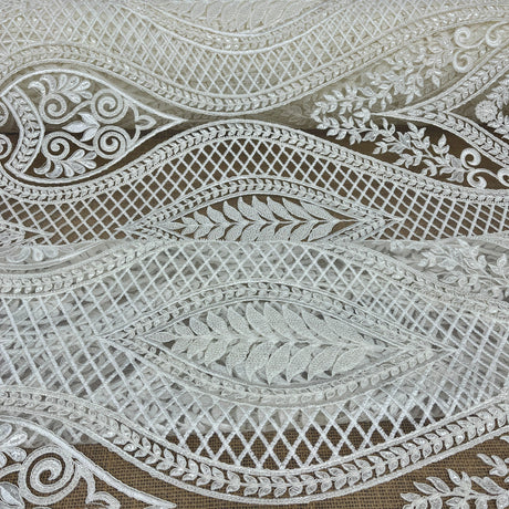 Beaded Corded Bridal Lace Dark Ivory