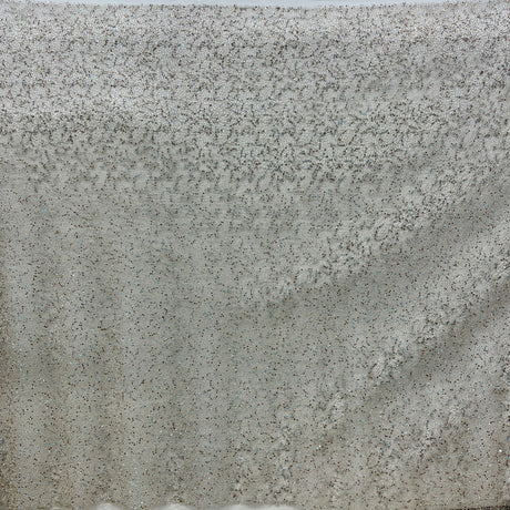 Beaded Lace Fabric on Polyester Net Mesh