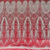 Beaded Lace Fabric on Polyester Net Mesh