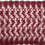Beaded Floral Lace Fabric 3D Embroidered Net Mesh 52" Wide