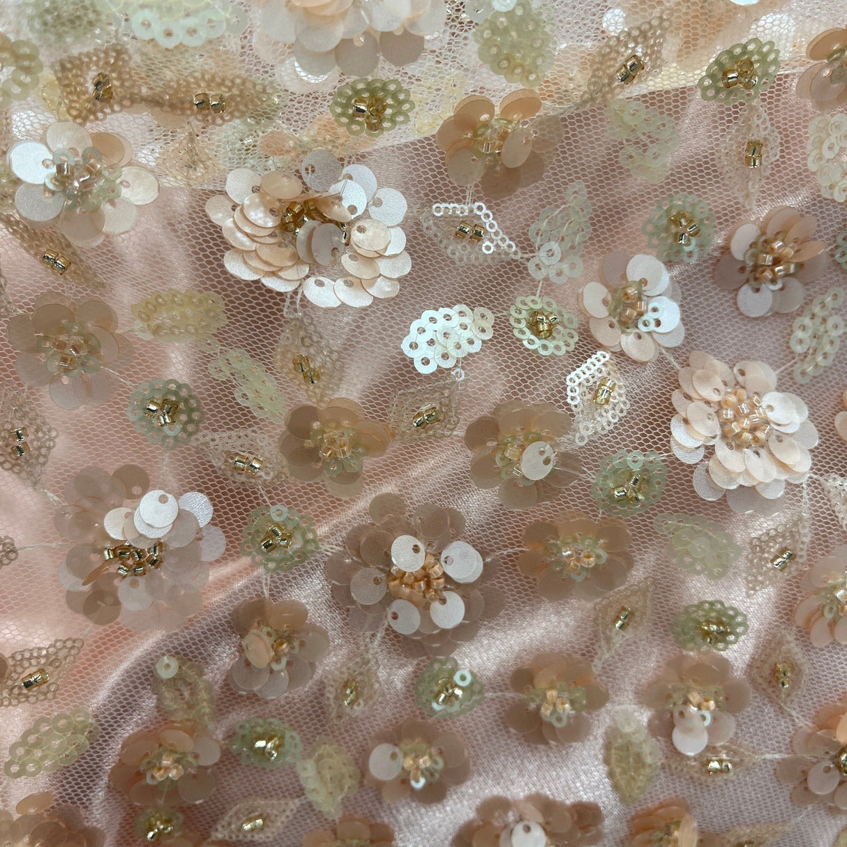 Beaded Sequined Lace Fabric