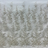 Beaded Lace Fabric on Polyester Net Mesh