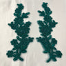 1 Pair Beaded & Corded Floral Lace Applique 10" x 2" Each Side