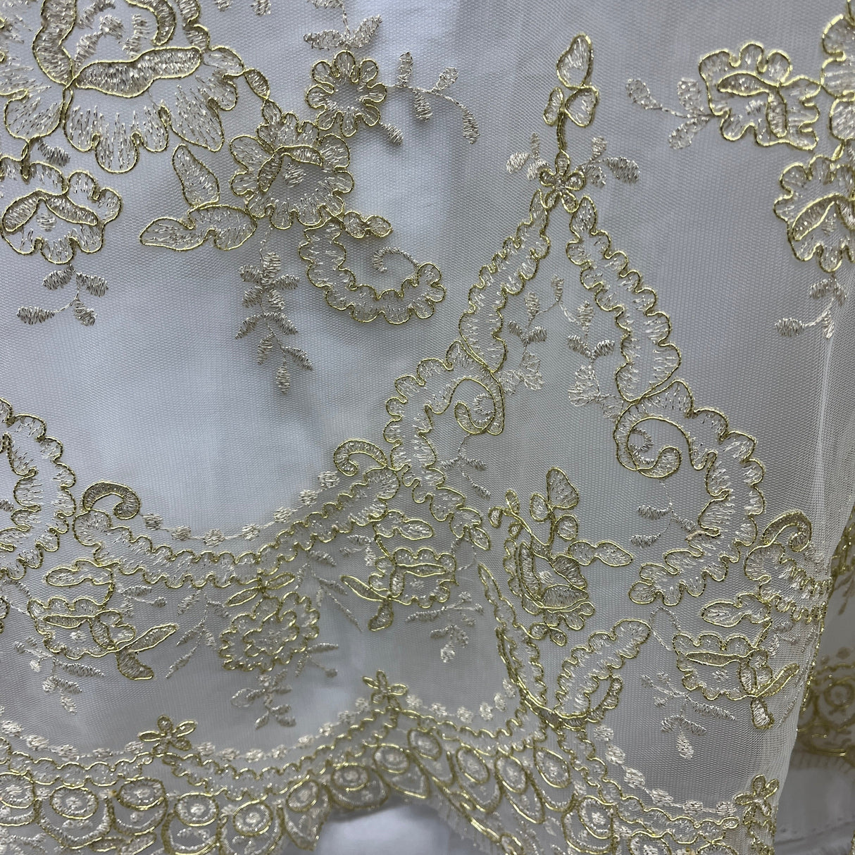 Embroidered Bridal Lace Ivory Silver