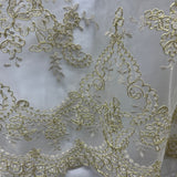 Embroidered Bridal Lace Ivory Silver
