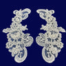 Beaded Corded Floral Lace Applique on Polyester Organza