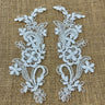 1 Pair Beaded & Corded Floral Lace Applique 9" x 2.5" Each Side
