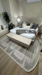 TOV 306 Polypropylene Fabric - Two-Tone Sandy Beige, Organic Live Edge Design (1 Rug)