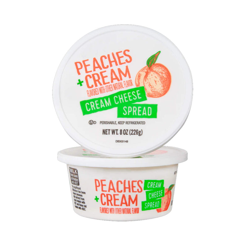 Peaches and Cream Cream Cheese Spread Fruity Whipped Bagel Spread with Peach Pieces for Breakfast and Desserts