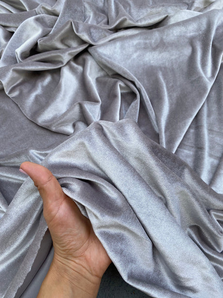 Stretch Velvet Feather Gray