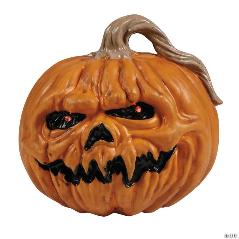 8 1/4" Light-Up Creepy Plastic Pumpkin with Sound Halloween Tabletop Decoration