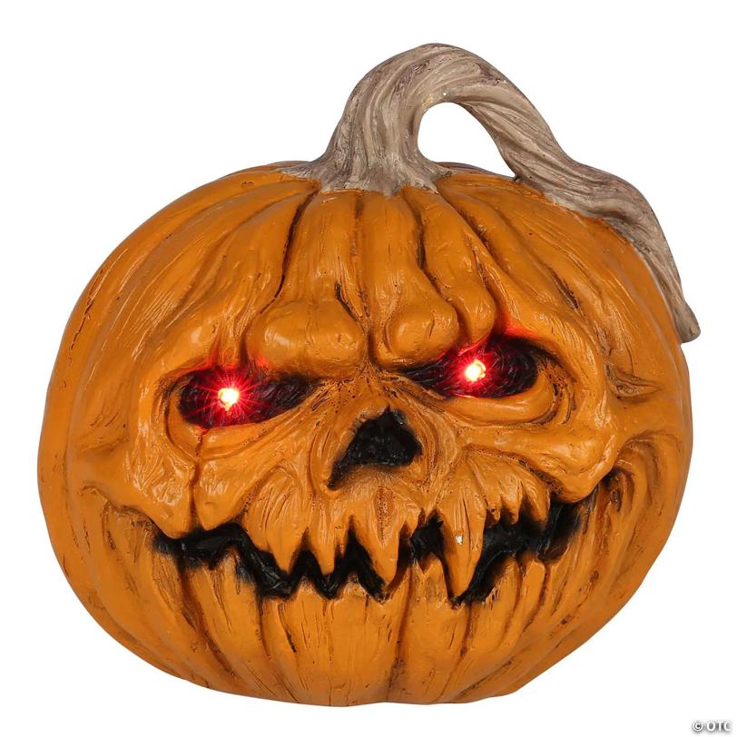 8 1/4" Light-Up Creepy Plastic Pumpkin with Sound Halloween Tabletop Decoration