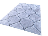 Touch Of Silver Shag Area Rug/Carpet 100 Percent Polyester Fabric - Plush Fluffy Shine 3D Geometric Design, Silver, 2" Pile Height (1 Piece)