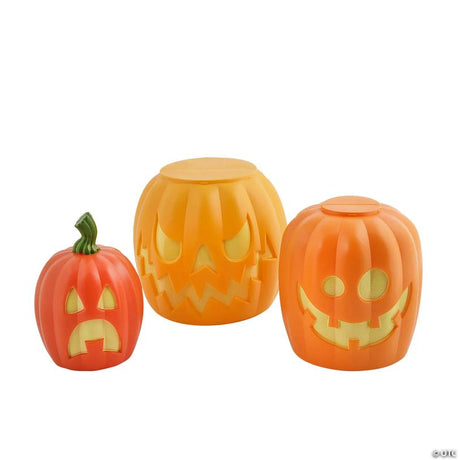 Stackable Nesting Jack-O'-Lanterns Halloween Decoration Set for Porch, for spooky Halloween party and home decor