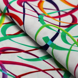 Wild Confetti Nylon Spandex Fabric - Multicolor Rainbow Crescent Print, 58-60" Width (1 Yard)