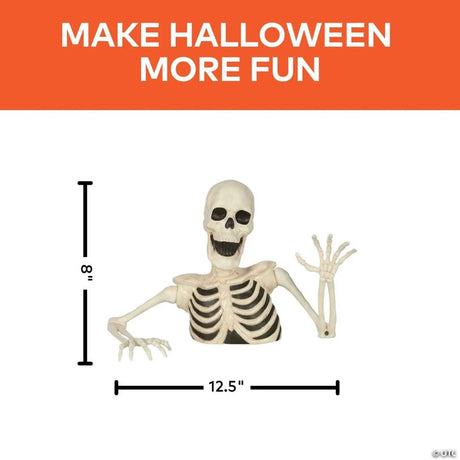 Groundbreaker Skeleton Halloween Decoration for Yard Display Setup, showing a detailed skeletal bone design