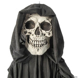 8 Ft. 2" Hanging Skeleton Reaper with Black Cloak Halloween Decoration
