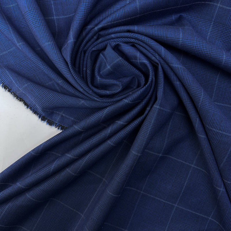 Polyamide Elastane Checked Fabric Blue Black