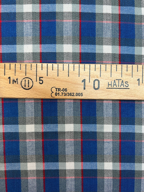 Cotton Tweed Gray-Blue Checked