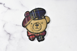 Embroidered Bear Patch Faux Fur Brown