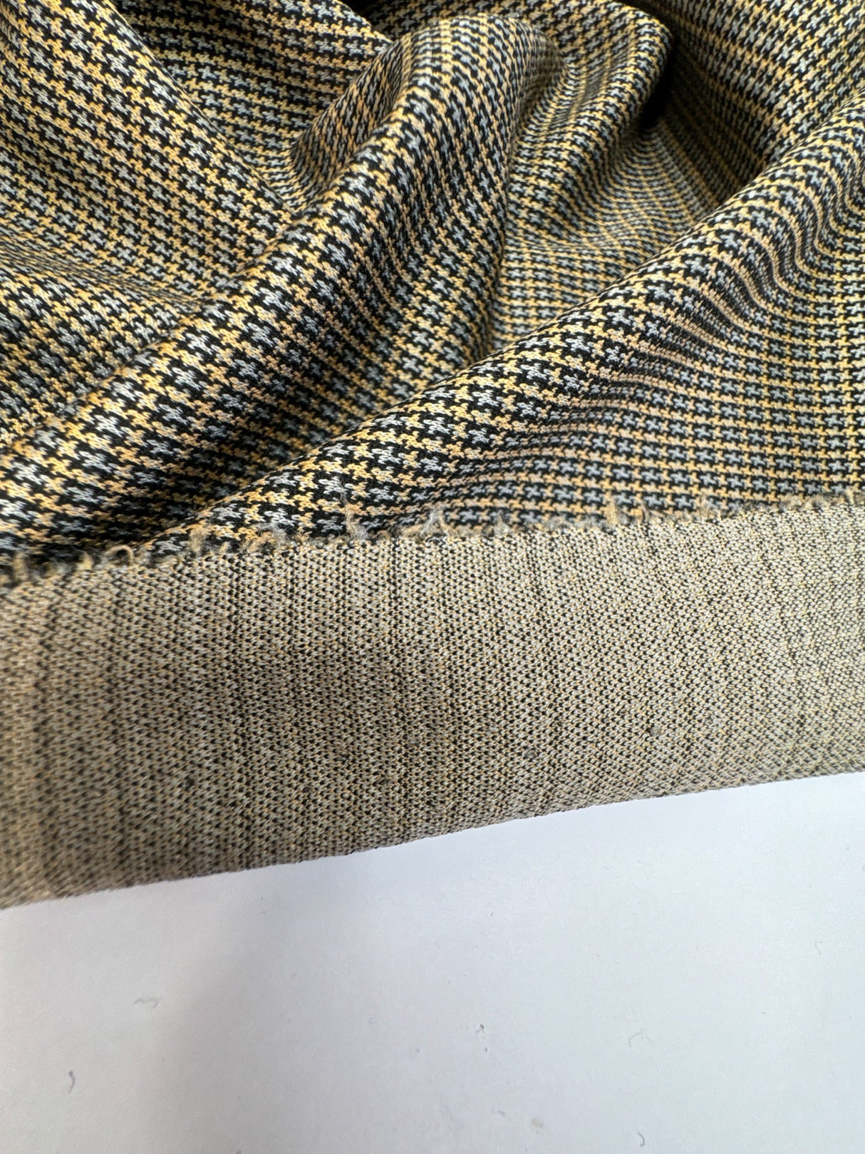Jacquard Knit Houndstooth Gray Yellow Beige