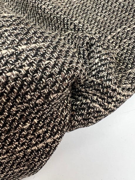Wool Cotton Tweed Melange Beige-Black