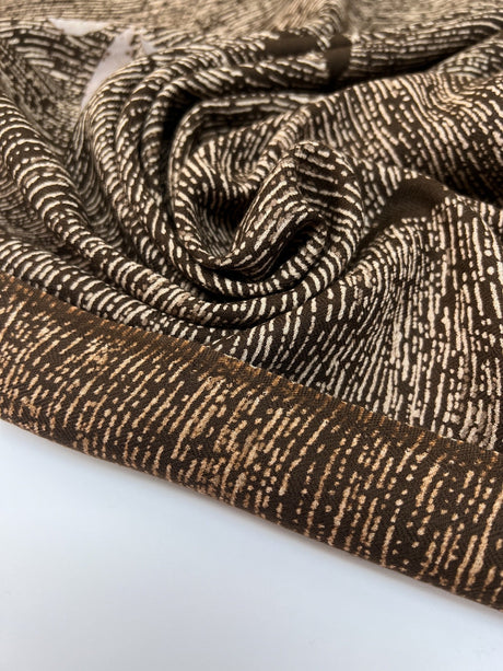 Italian Wool Abstract Printed Brown Fabric