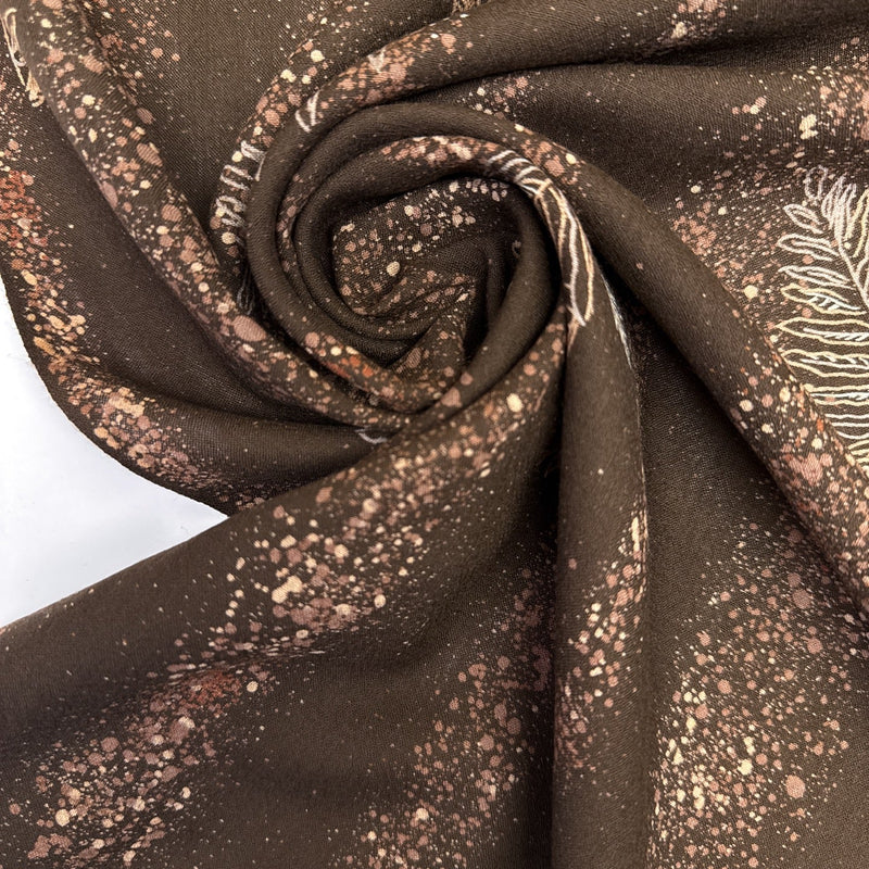 Wool Printed Brown Beige Fabric