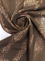 Wool Printed Brown Beige Fabric