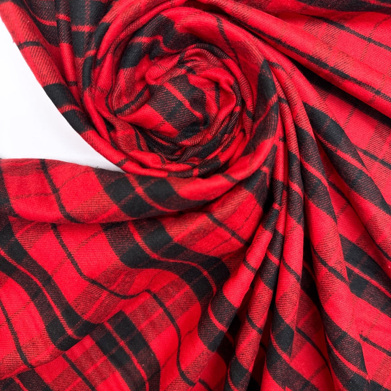 Cotton Flannel Checked Red Black