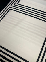 Printed Polyester Sateen Fabric Beige Black