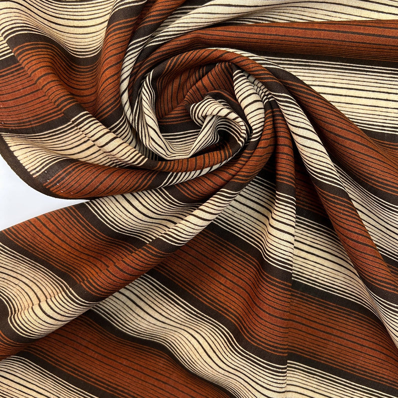 Wool Striped Fabric Brown Beige