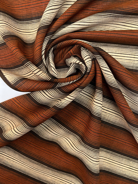 Wool Striped Fabric Brown Beige