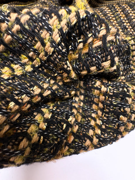 Cotton Tweed Striped Green-Beige with Wool and Lurex