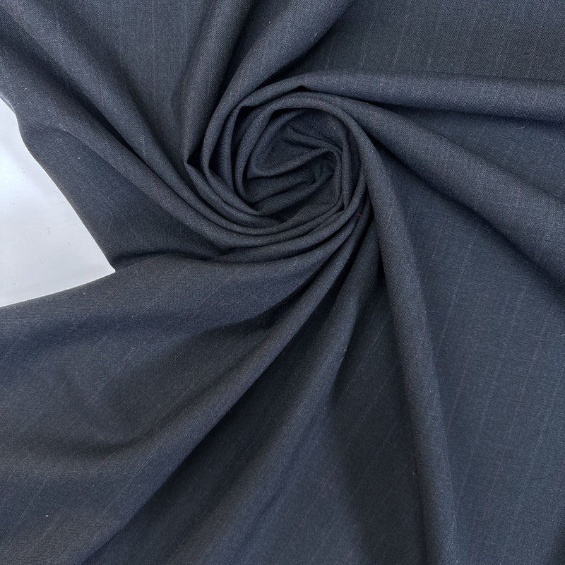 Wool Polyester Blend Striped Suiting Fabric Red Blue