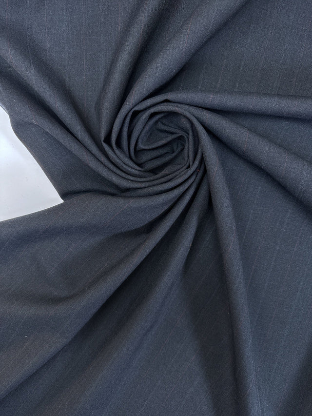Wool Polyester Blend Striped Suiting Fabric Red Blue