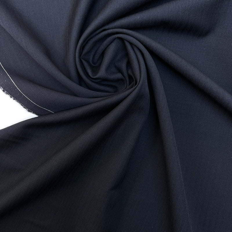 Blue Herringbone Wool Fabric
