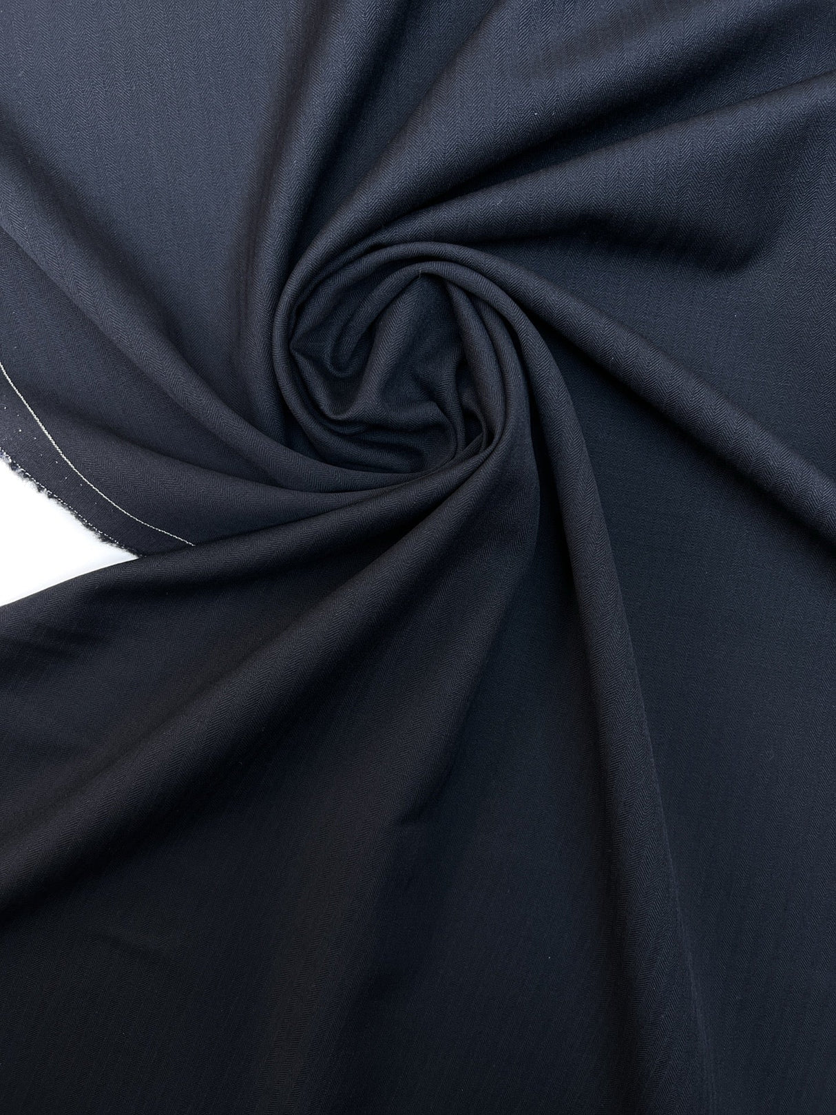 Blue Herringbone Wool Fabric