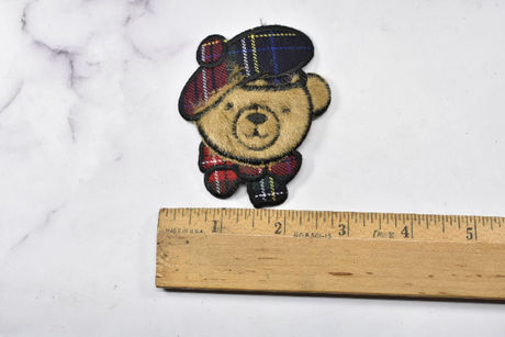 Embroidered Bear Patch Faux Fur Brown