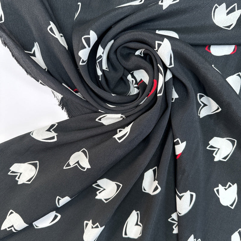 Viscose Crepe Black White Printed