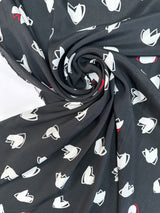 Viscose Crepe Black White Printed
