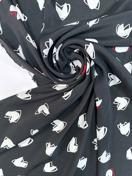 Viscose Crepe Black White Printed
