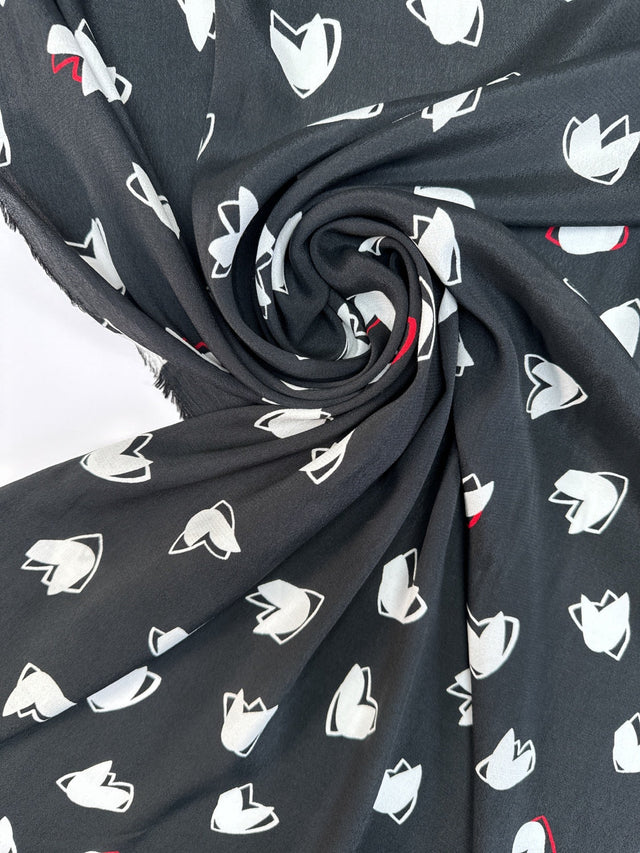 Viscose Crepe Black White Printed